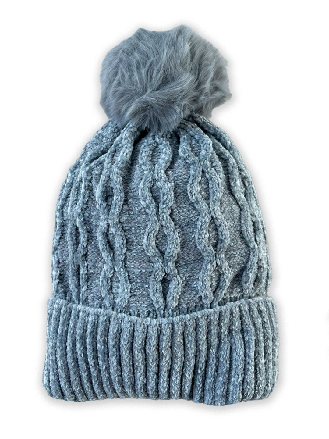 Mini Soul Chenile Baby Knitted Faux Fur Pom Pom Cap