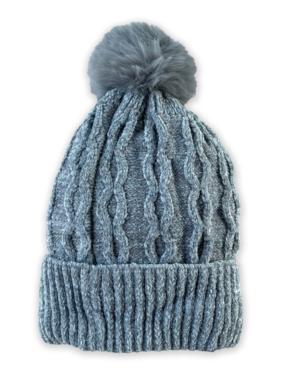 Mini Soul Chenile Baby Knitted Faux Fur Pom Pom Cap