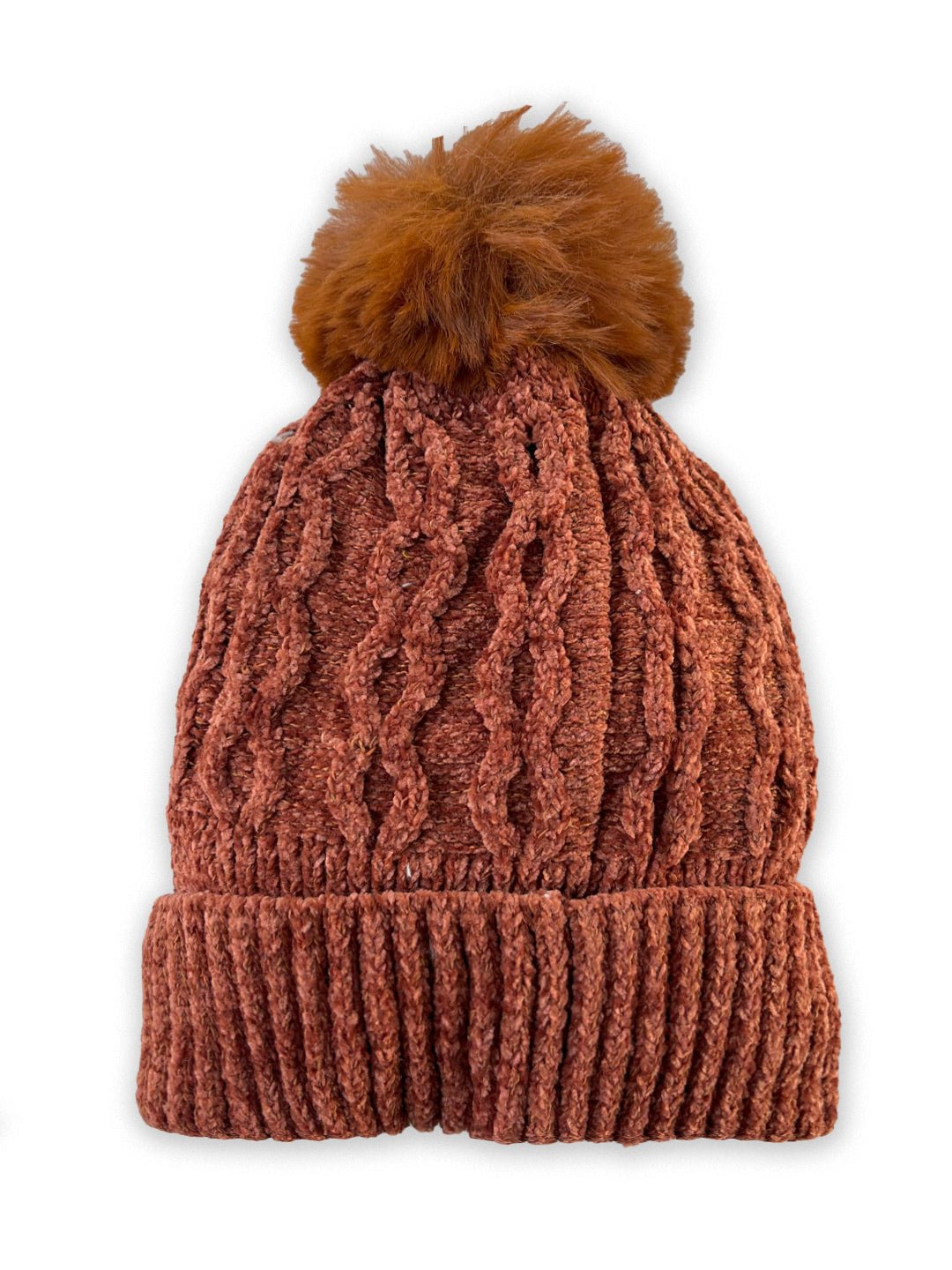 Mini Soul Chenile Baby Knitted Faux Fur Pom Pom Cap