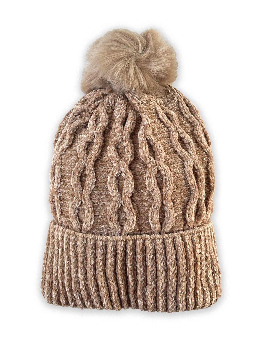 Mini Soul Chenile Baby Knitted Faux Fur Pom Pom Cap