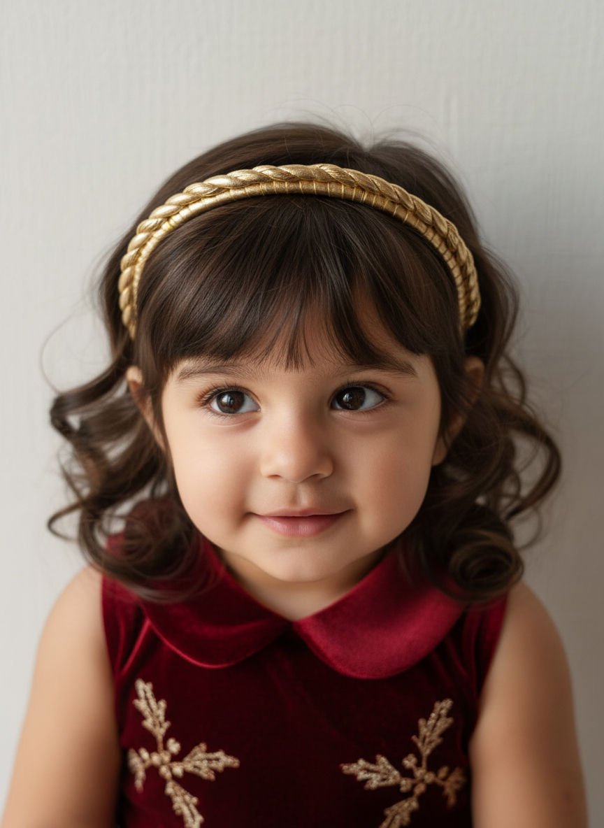 Gold Braided Festive Luxe Sparkle Girls Hairband With Metallic Finish