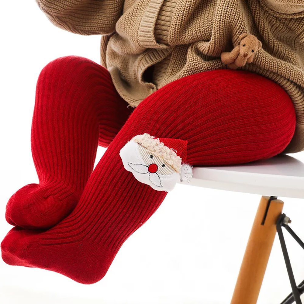 Little Surprise Box Red Christmas Glitter Santa Full Length Stockings For Toddlers