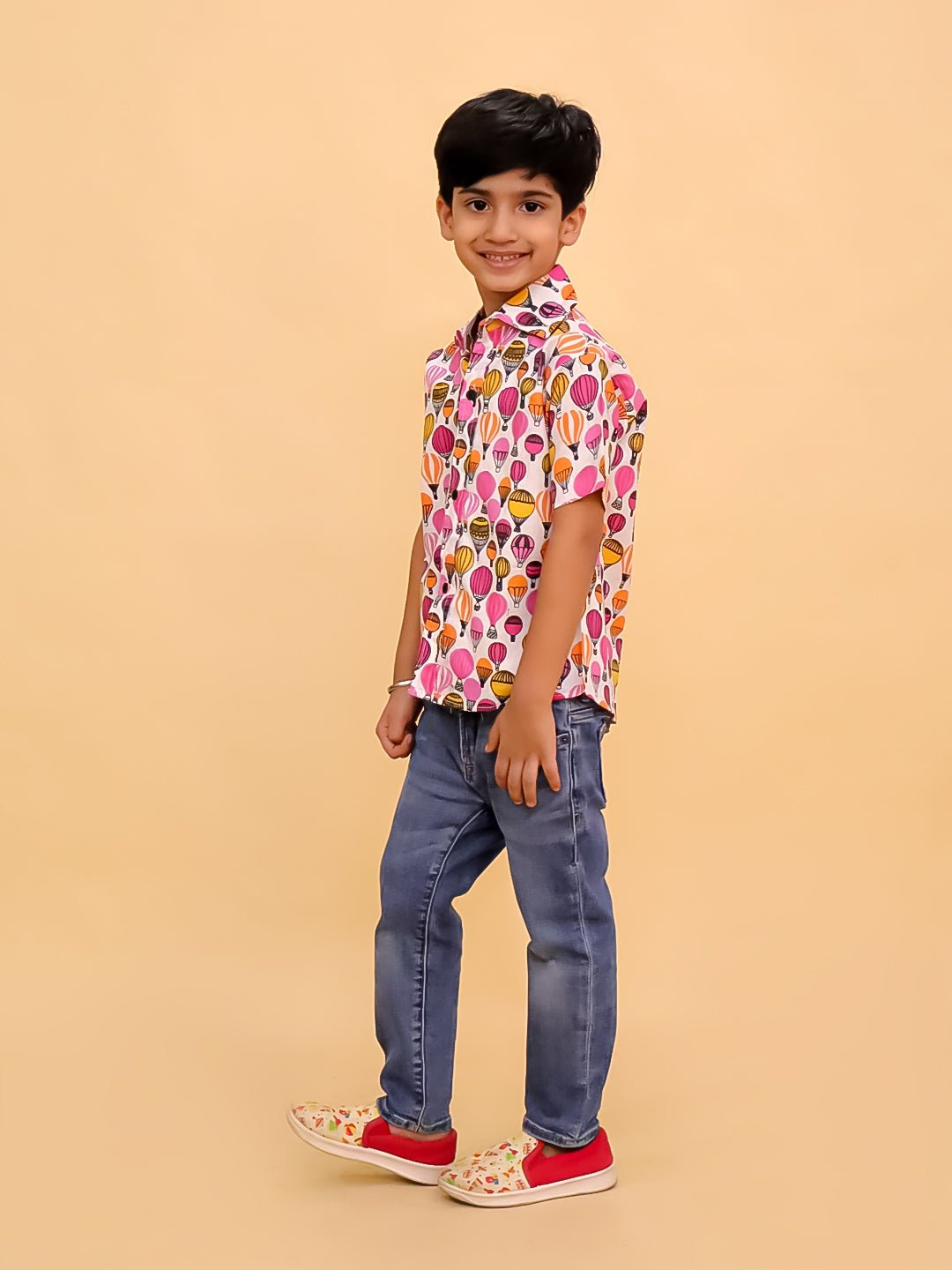 Cloud Hoppers Multi Color Cotton Half Sleeve Shirt For Boys