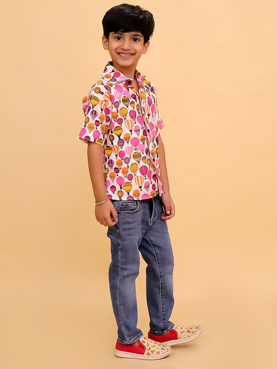 Cloud Hoppers Multi Color Cotton Half Sleeve Shirt For Boys
