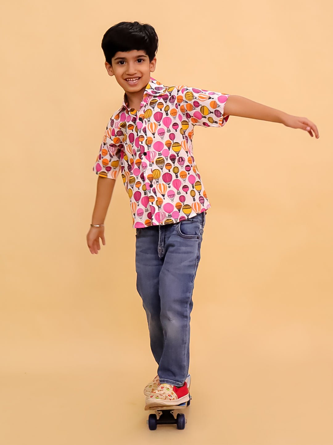 Cloud Hoppers Multi Color Cotton Half Sleeve Shirt For Boys
