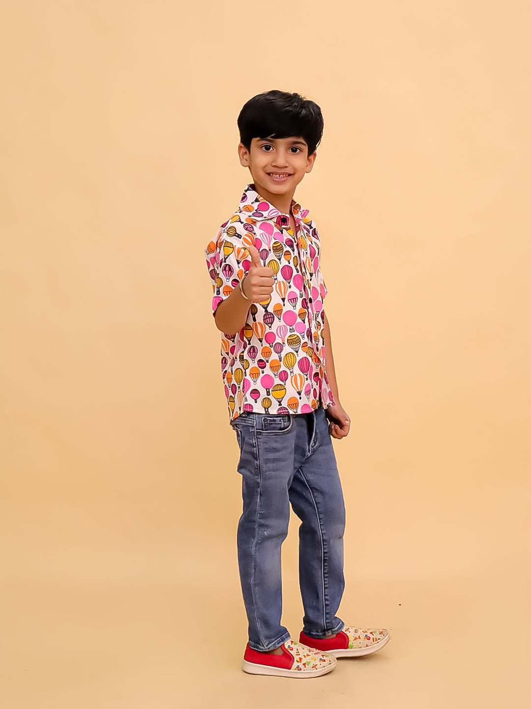 Cloud Hoppers Multi Color Cotton Half Sleeve Shirt For Boys