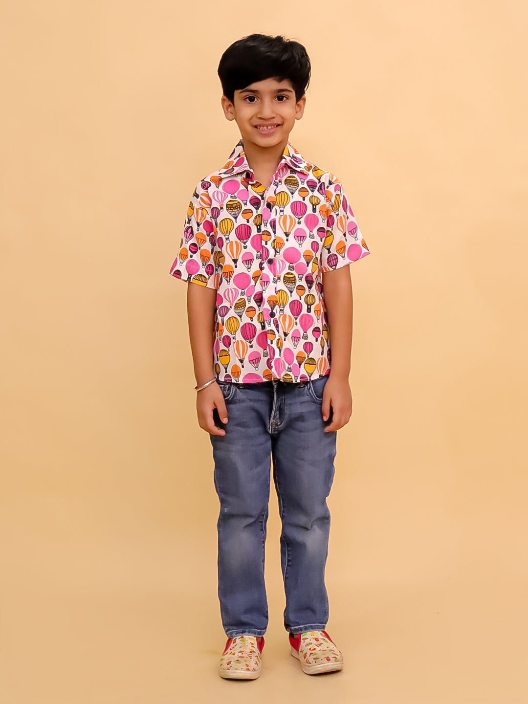 Cloud Hoppers Multi Color Cotton Half Sleeve Shirt For Boys