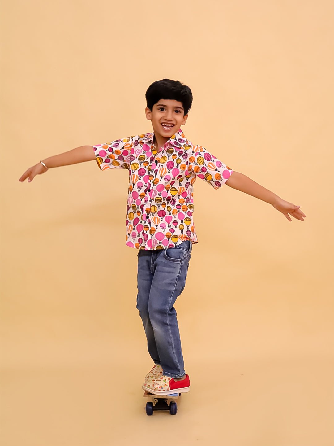 Cloud Hoppers Multi Color Cotton Half Sleeve Shirt For Boys