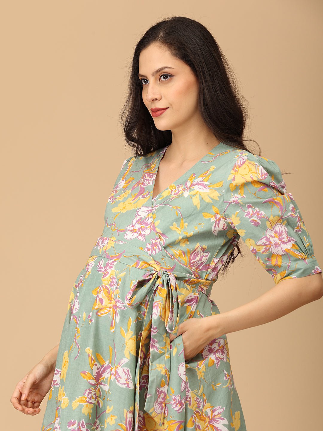 Color Crush Maternity and Nursing Wrap Dress Multi