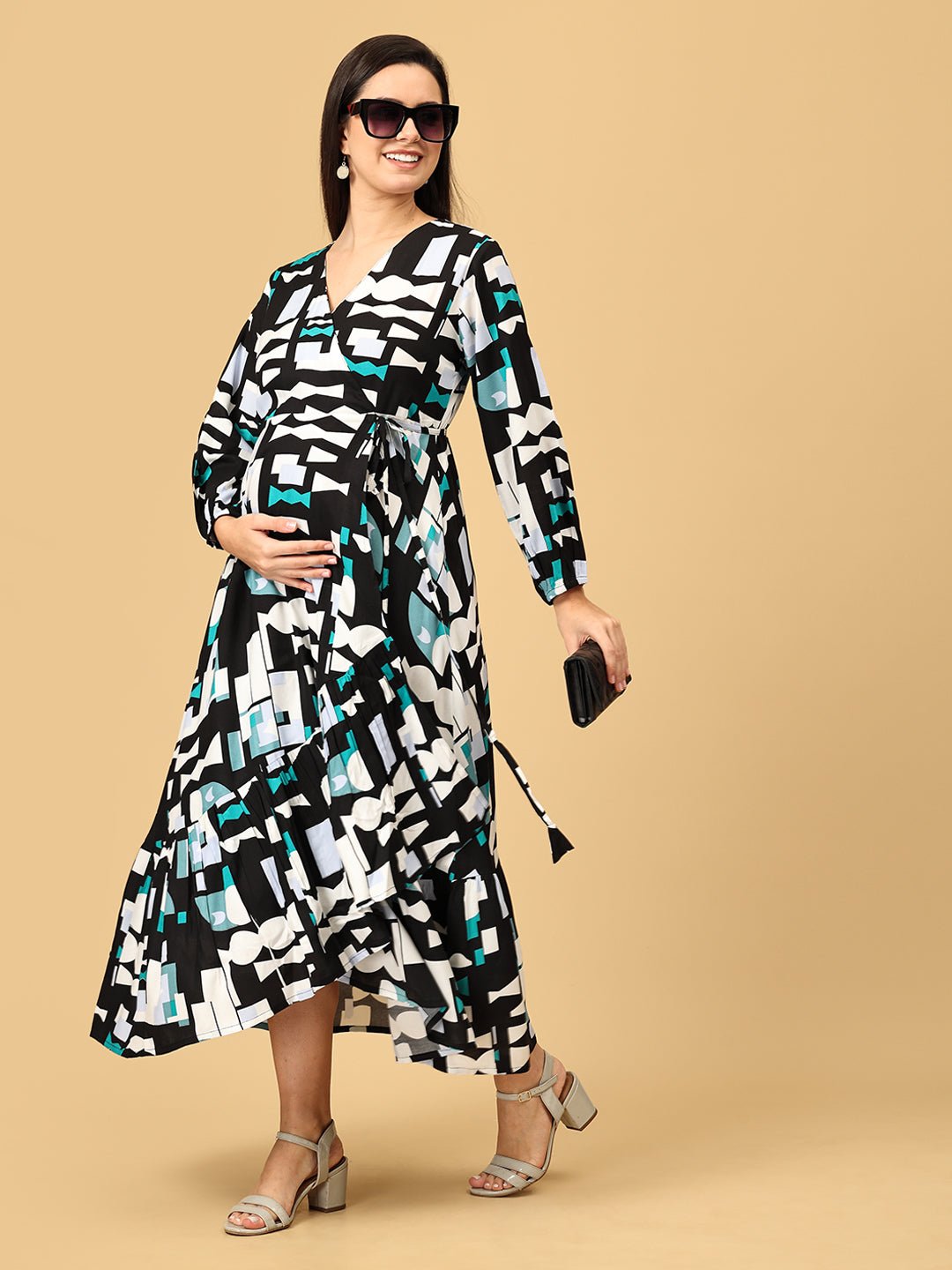 Color Me Black Maternity and Nursing Dress Multi