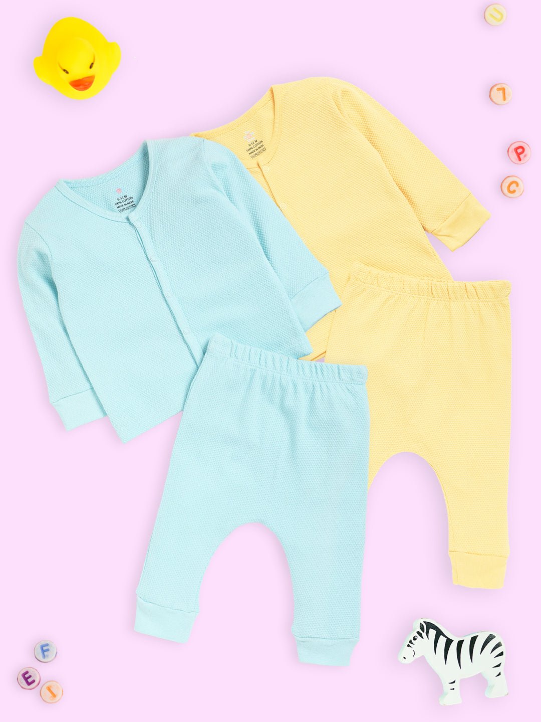 Pastel Yellow And Blue Infant Set Combo Pack Of 2