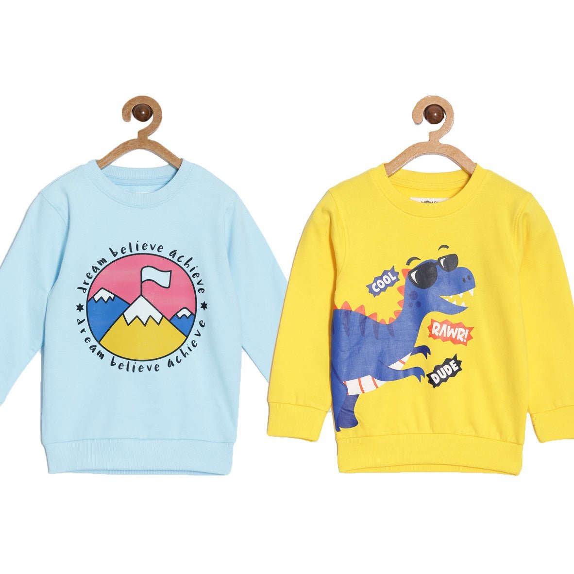 Multi Color Cotton French Terry Sweatshirts For Kids Pack of 2