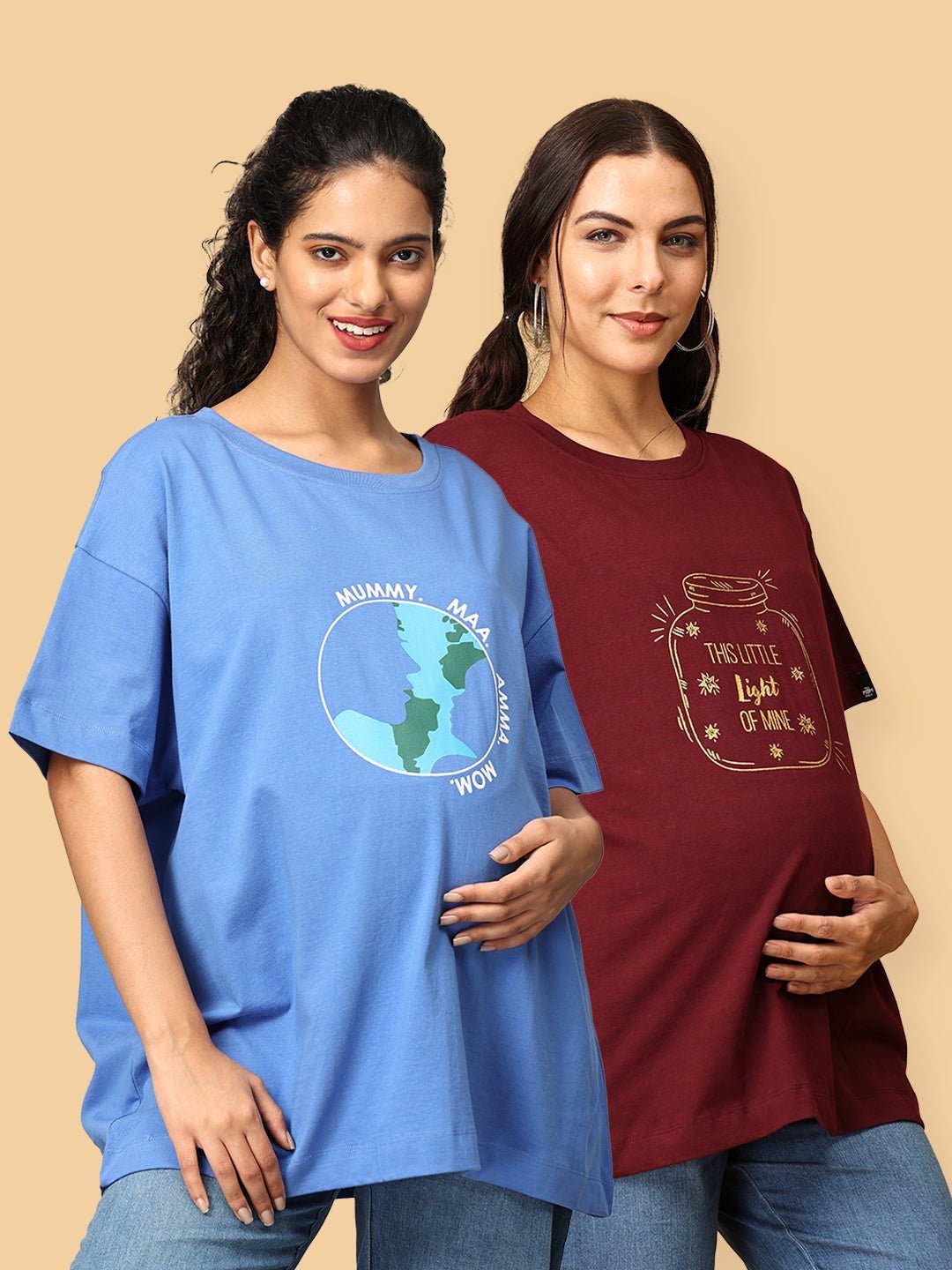 Mumma Oversized Maternity and Nursing T shirt Combo Option A