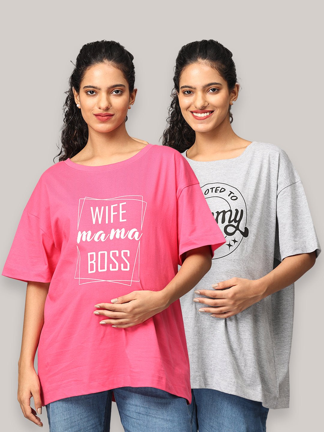 Mumma Oversized Maternity and Nursing T shirt Combo Option A
