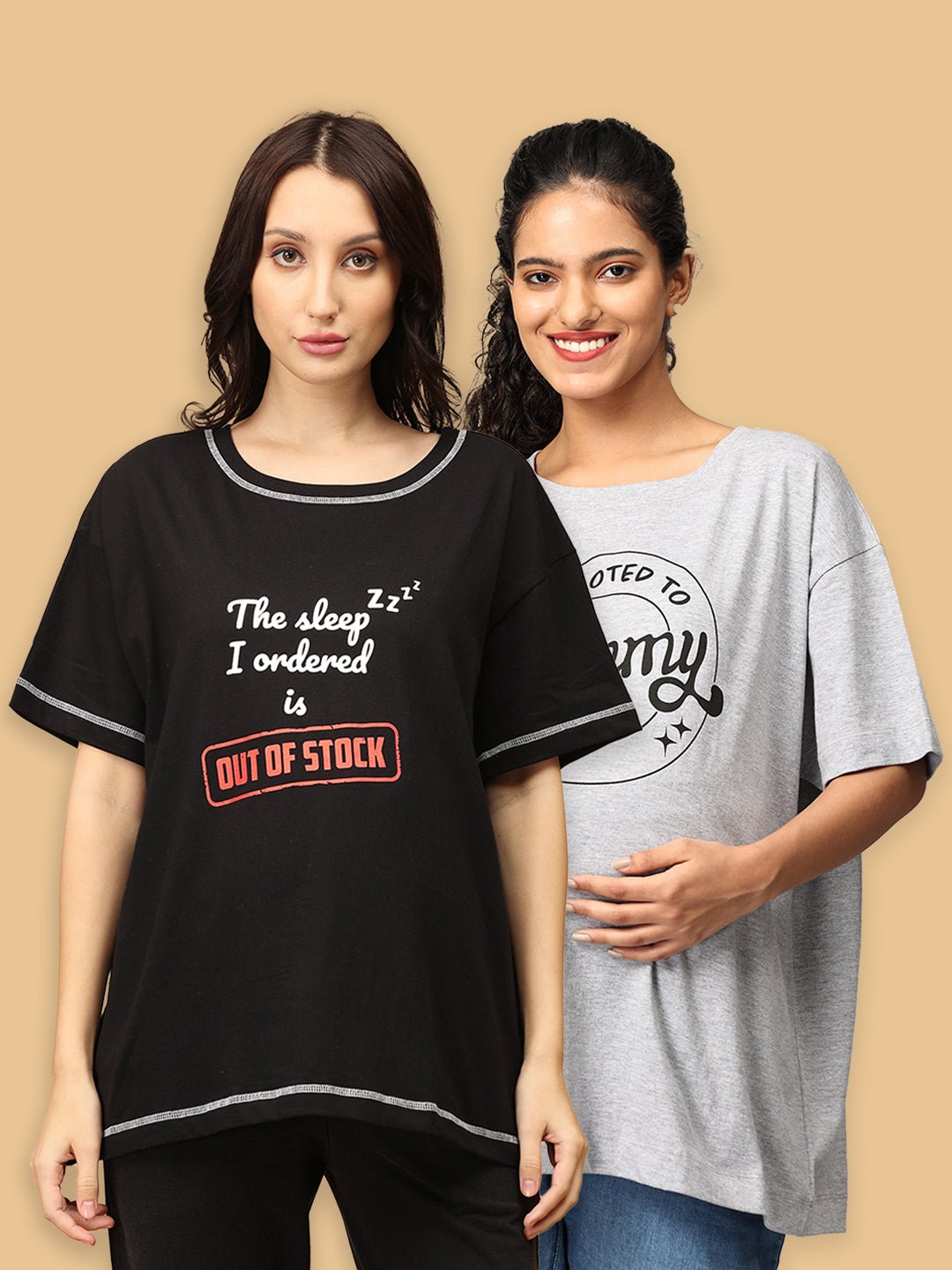 Mumma Oversized Maternity and Nursing T shirt Combo Option B