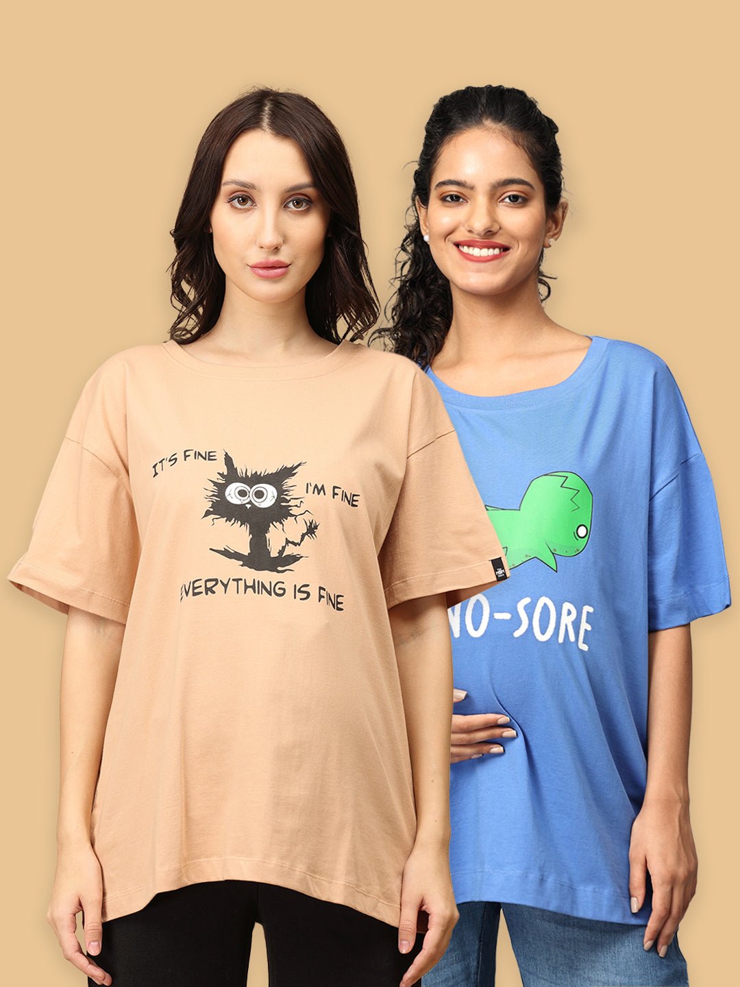 Mumma Oversized Maternity and Nursing T shirt Combo Option B