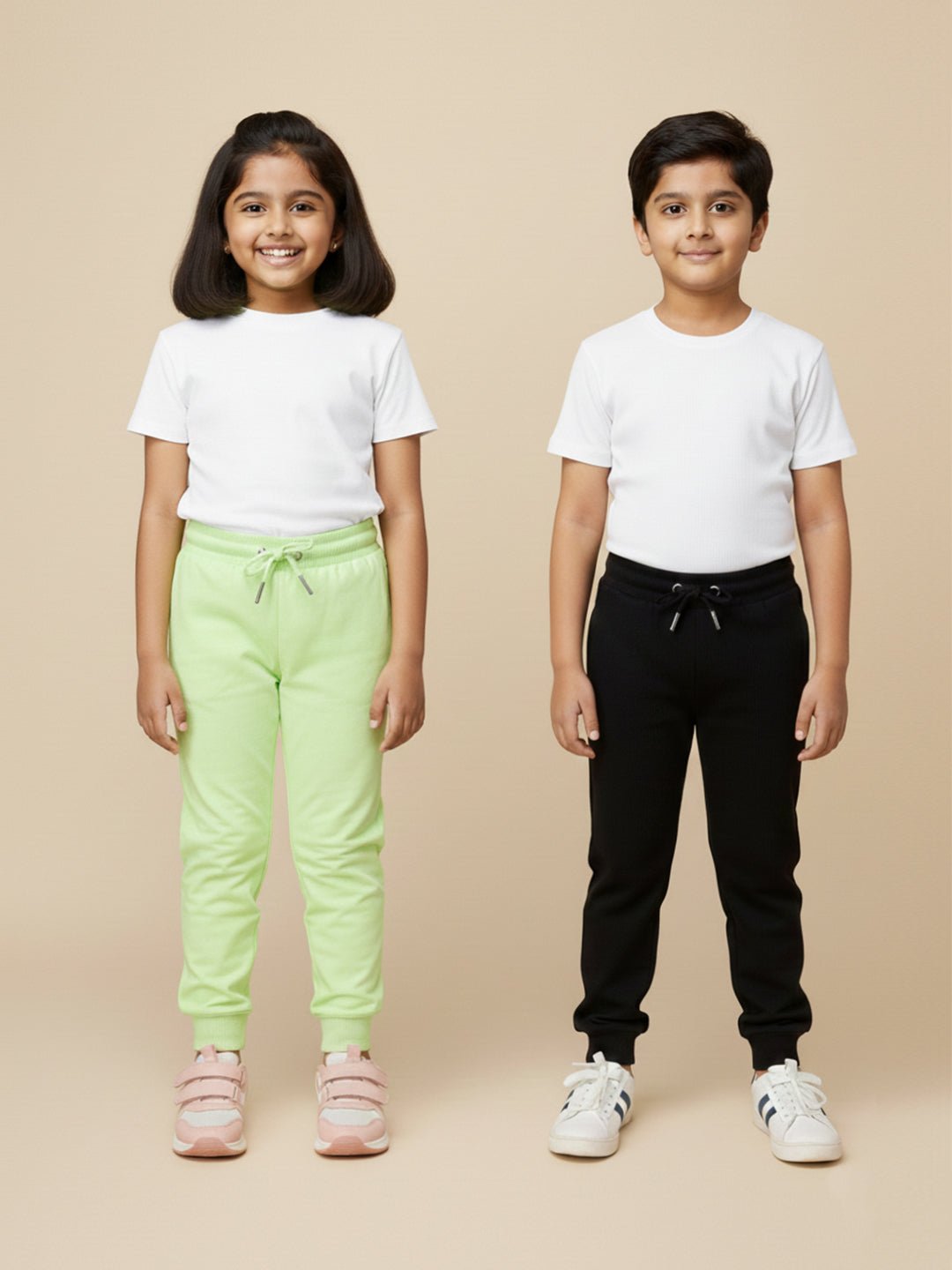 Neon Green Light Blue Winter Sweatpants For Kids