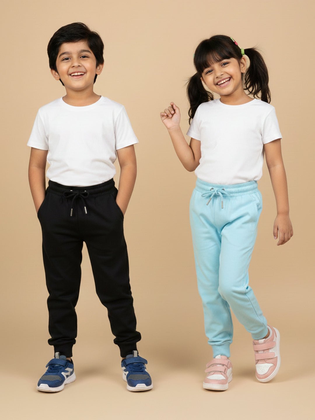 Neon Green Light Blue Winter Sweatpants For Kids
