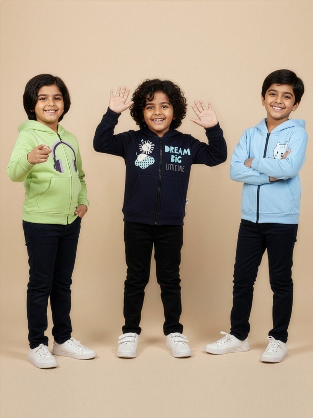 Combo Of 3 Kids Hooded Zipper Jackets