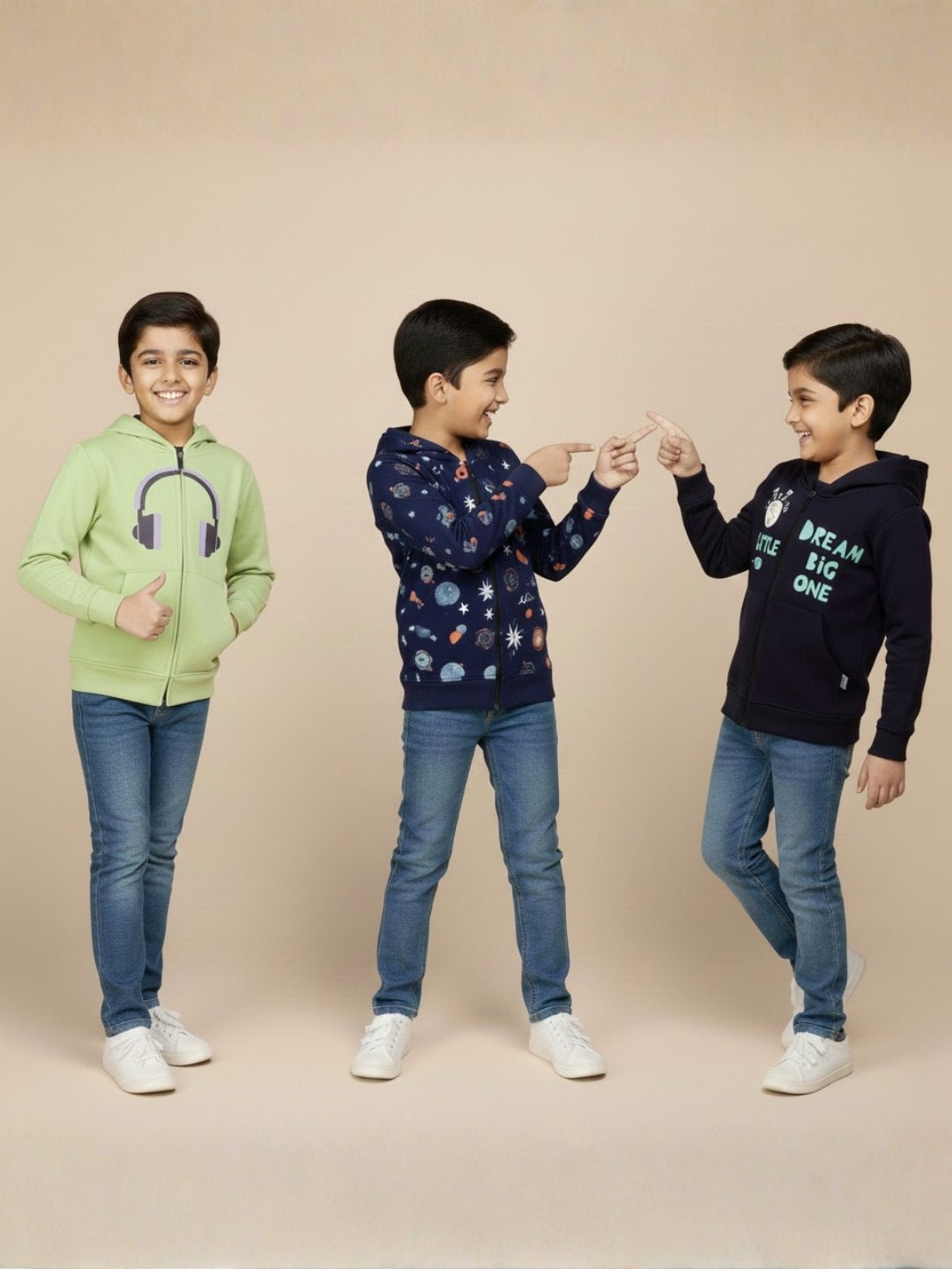 Combo Of 3 Kids Hooded Zipper Jackets