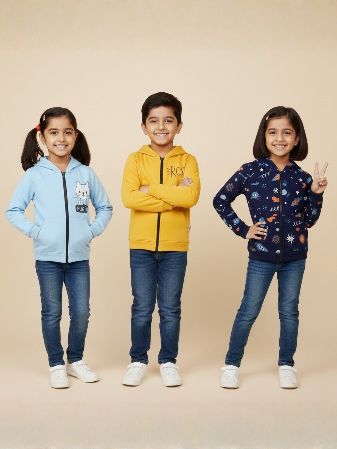 Combo Of 3 Kids Hooded Zipper Jackets