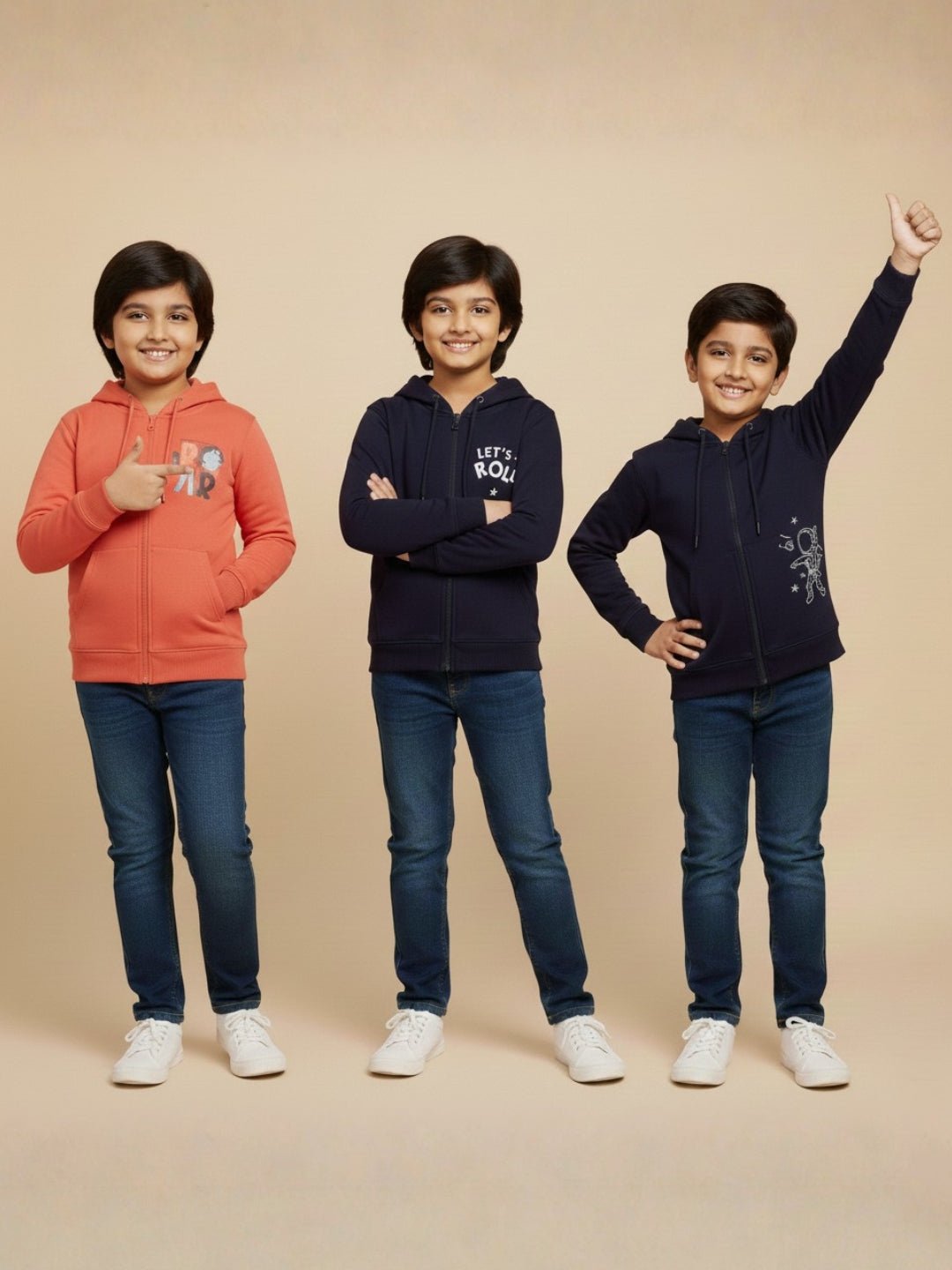 Combo Of 3 Kids Hooded Zipper Jackets