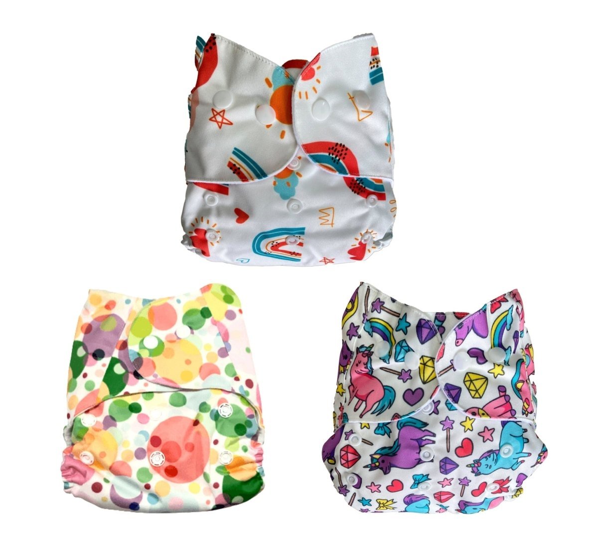 Combo Of 3 Reusable Waterproof Pocket Cloth Diapers For Babies