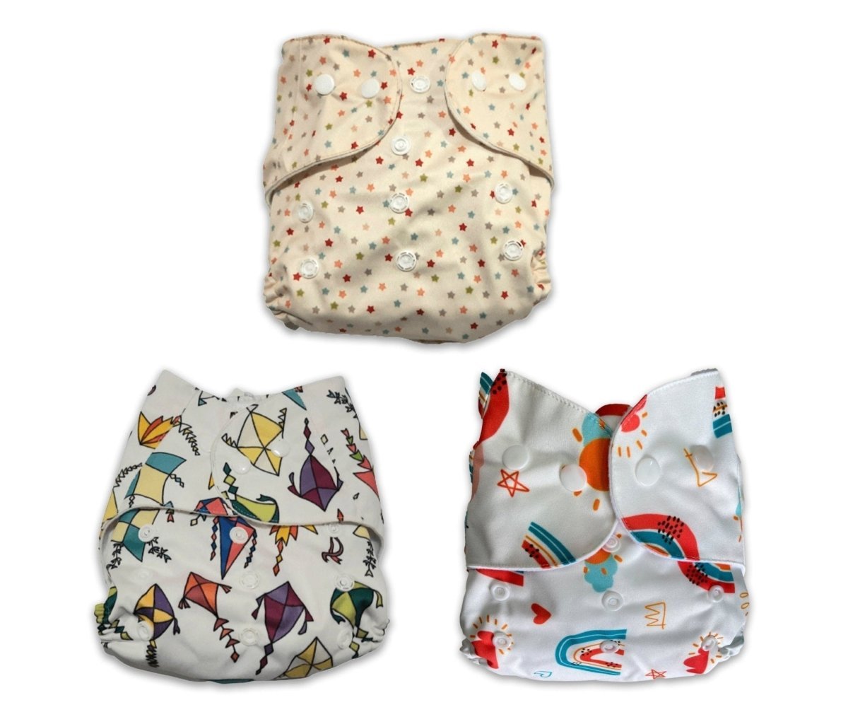 Reusable Cloth Diaper 3 Pc Waterproof Washable Set For Babies