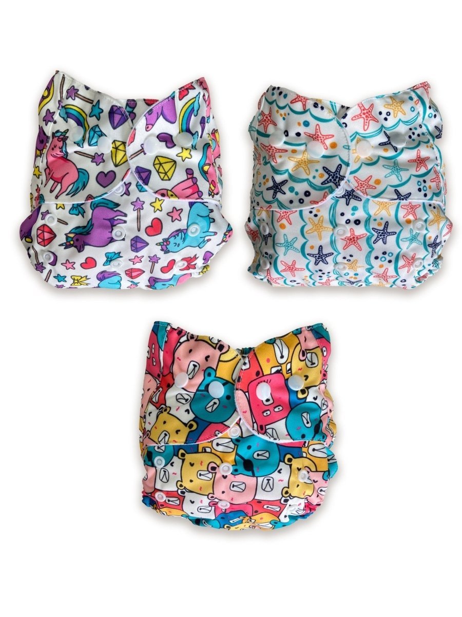 Option K Waterproof Reusable 3 Piece Cloth Diaper Set For Babies