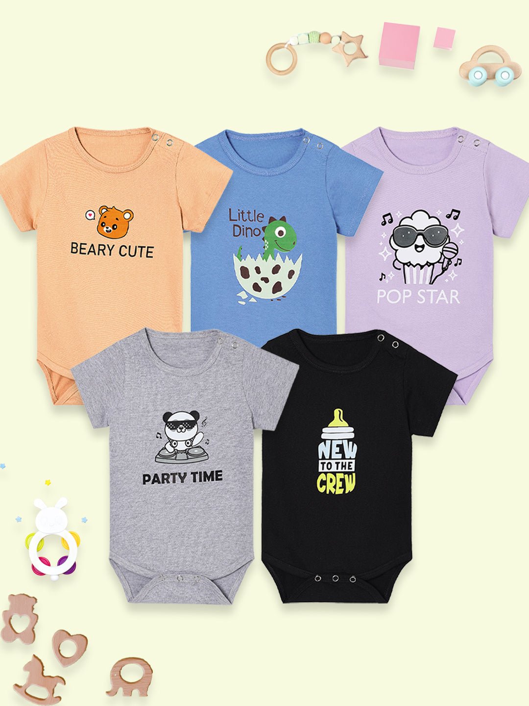 Chest Printed Infant Baby Onesie Combo 5-Pack