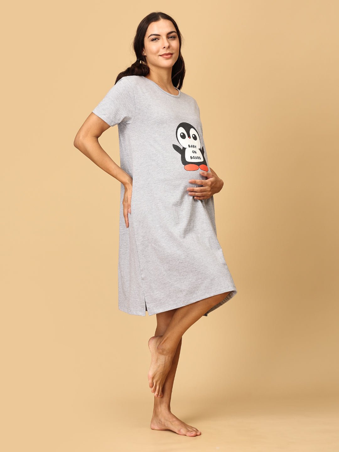 Combo Of Bun In The Oven Baby On Board Maternity T-Shirt Dress Multi