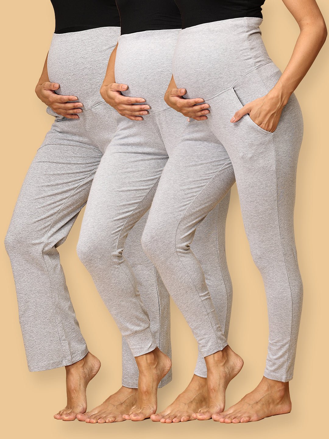 Comfy Maternity Trackpants Leggings & Joggers Combo Multicolor