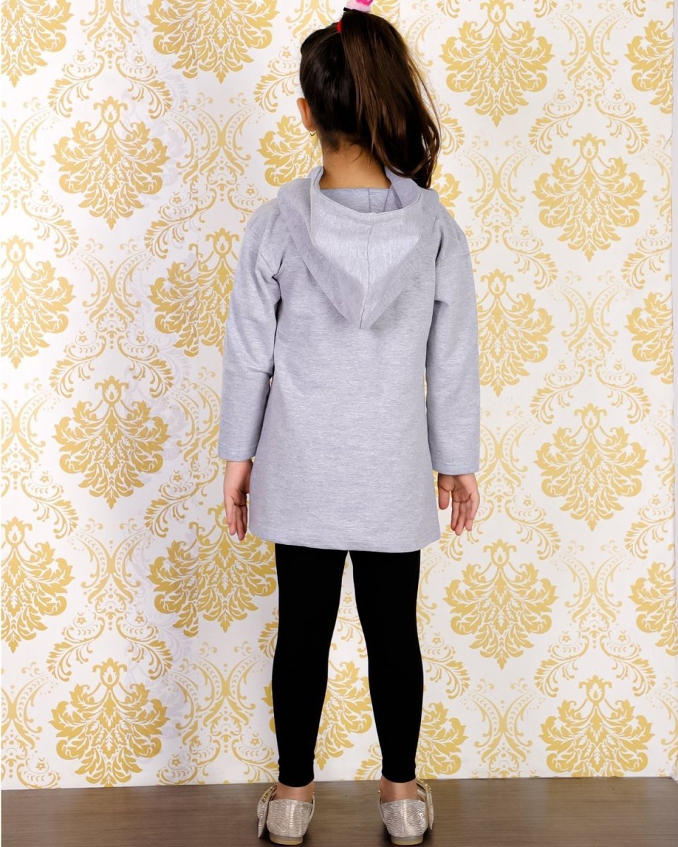 Little Penguin Hooded Sweater Dress with Black Leggings Set