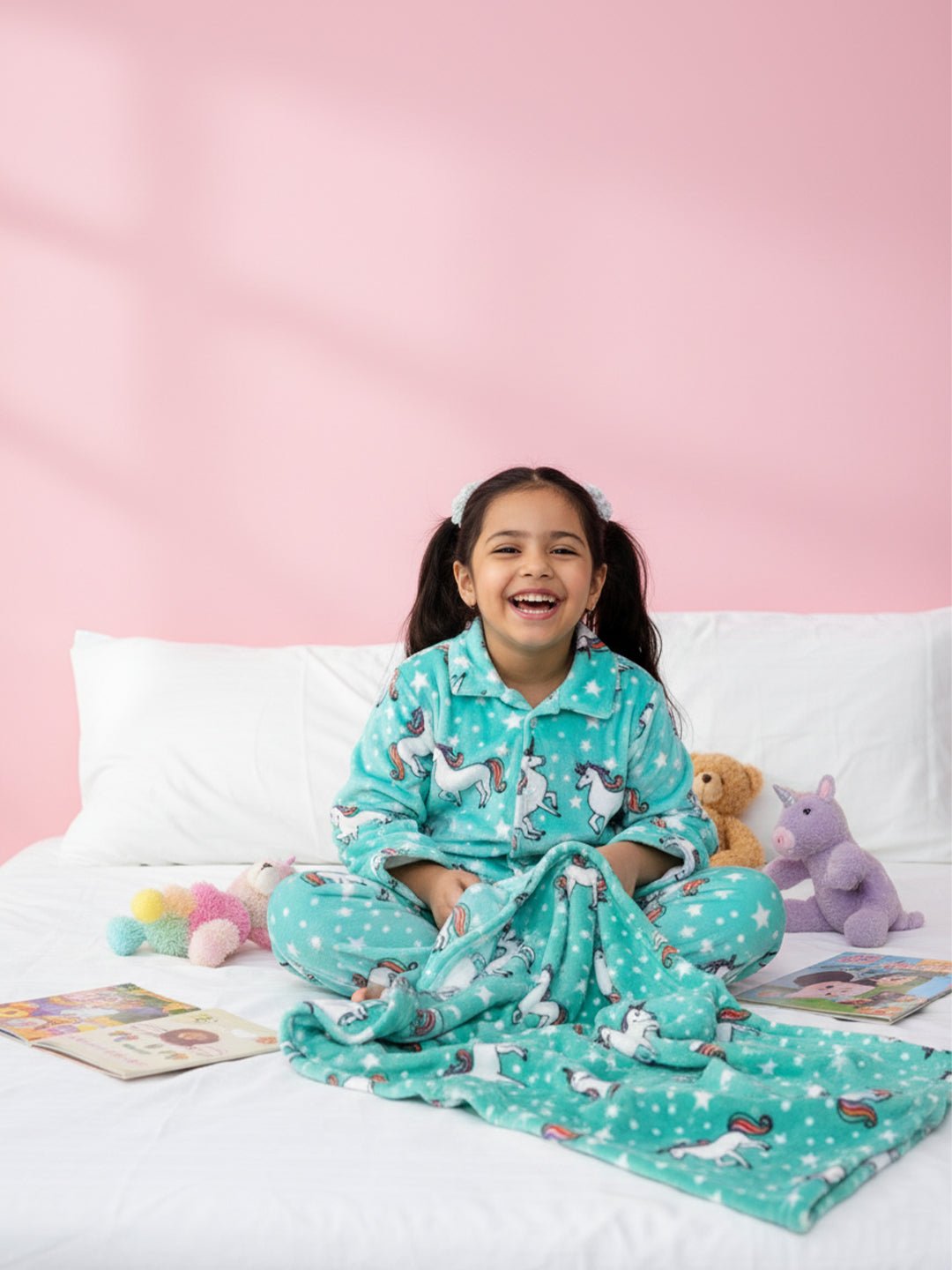 Unicorn Slumber Party Fleece Pajama and Blanket Set