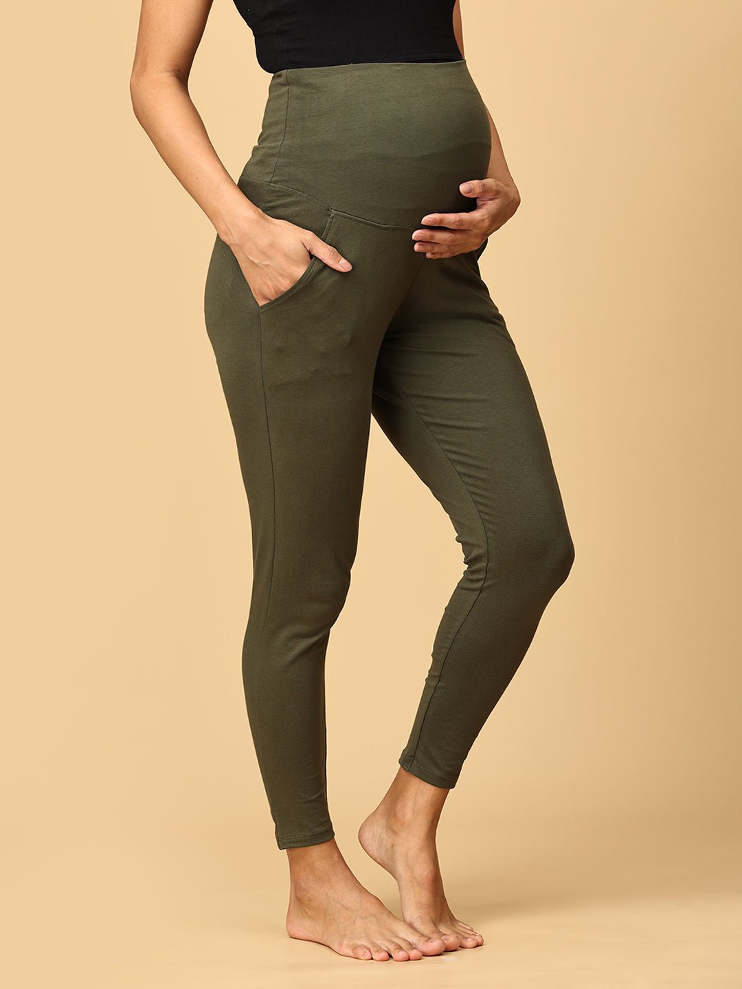Comfy Maternity and Nursing Leggings Olive