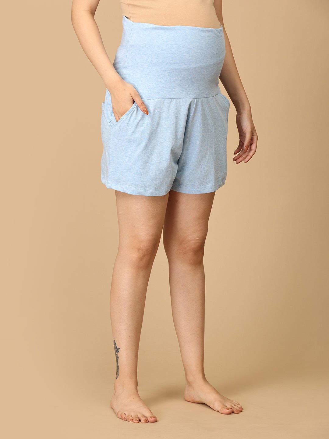 Comfy Maternity Shorts Light Blue Melange