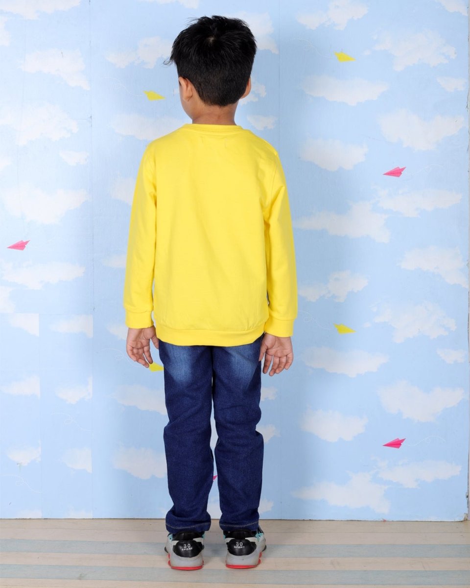 Yellow Cool Dino Rawr Sweatshirt For Boys