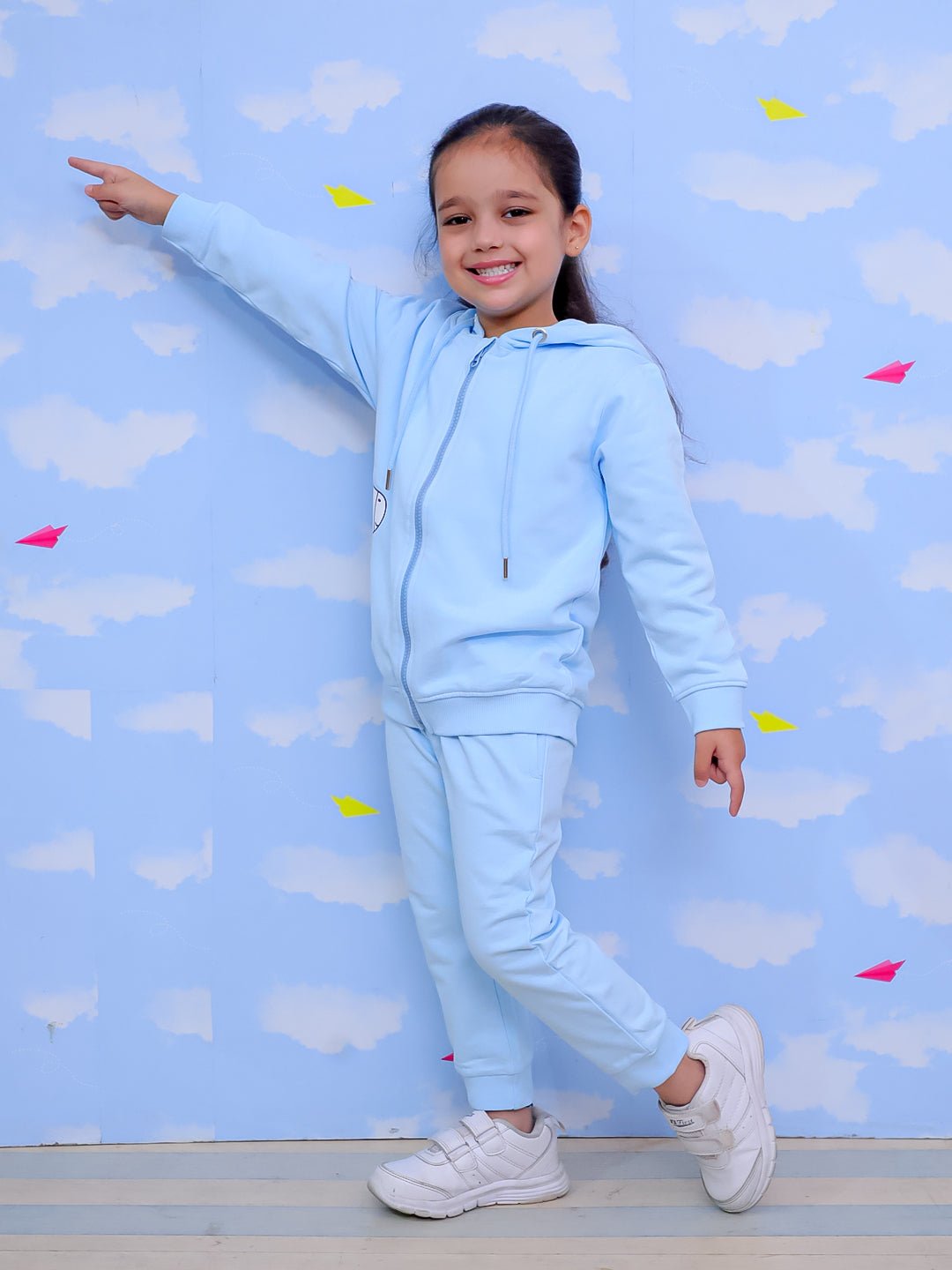 Cool Unicorn Zipper Hoodie And Light Blue Sweatpants For Kids