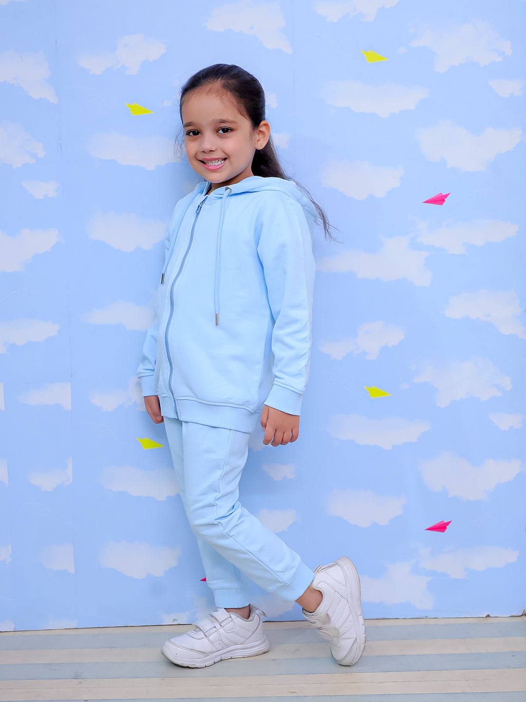 Cool Unicorn Zipper Hoodie And Light Blue Sweatpants For Kids