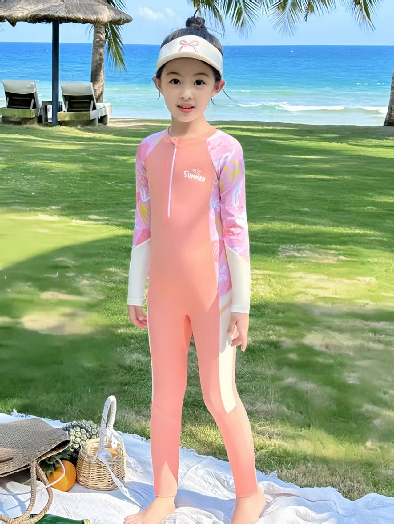 Coral Coast Long Sleeve Girls Full Length Swimsuit
