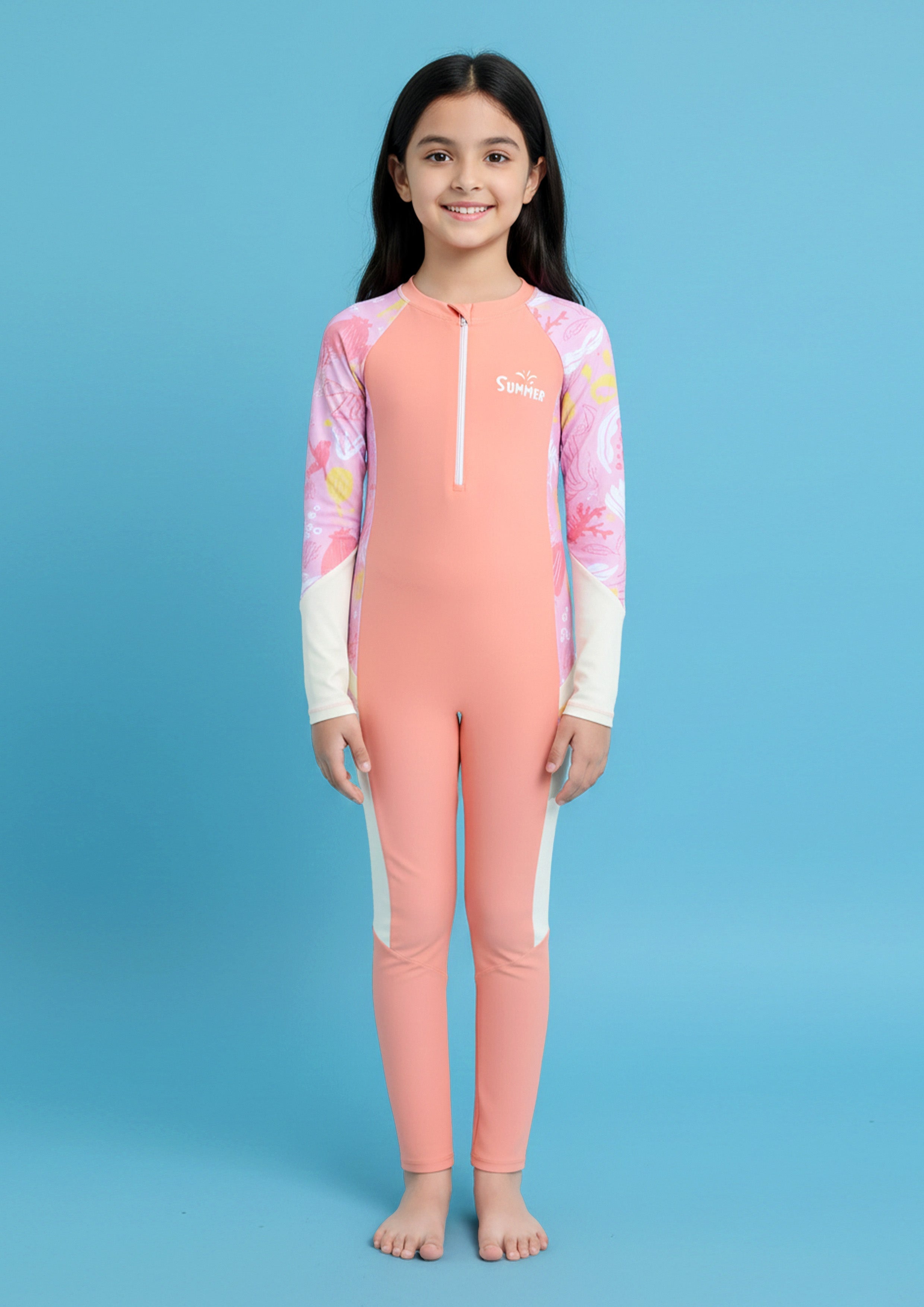 Coral Coast Long Sleeve Girls Full Length Swimsuit