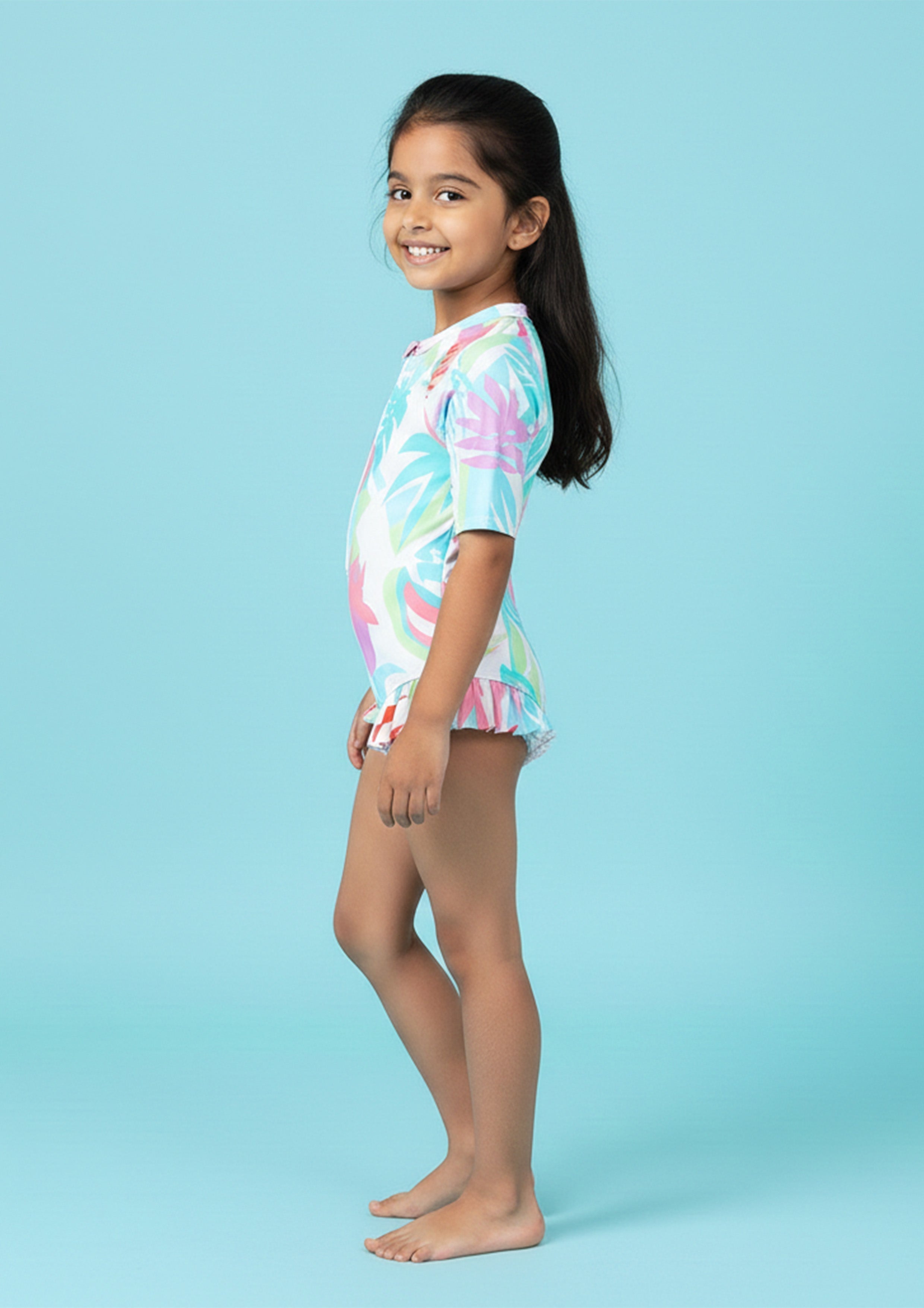 Coral Wave Girls Short Sleeve Swimsuit
