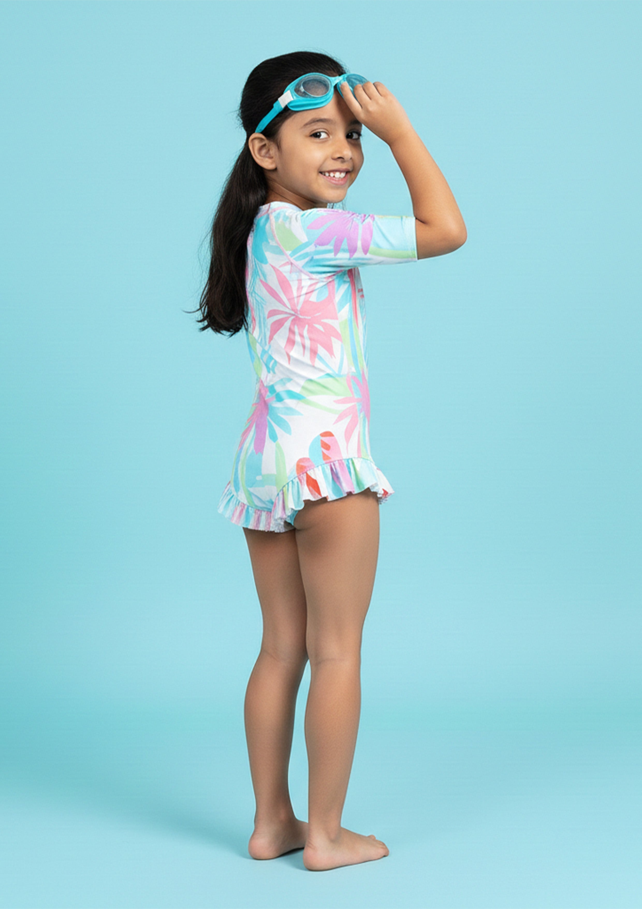 Coral Wave Girls Short Sleeve Swimsuit