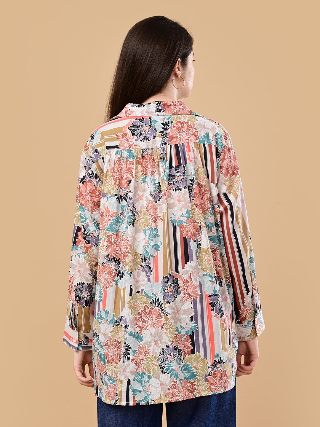 Cream Classic Maternity and Nursing Oversized Shirt Cream