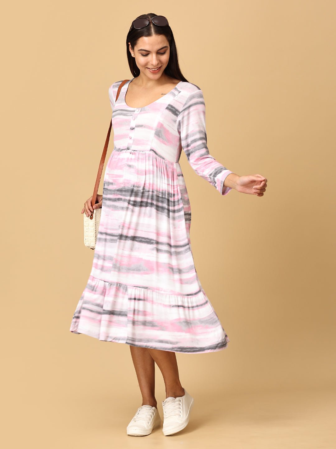 Crème De Rose Maternity and Nursing Dress Pink