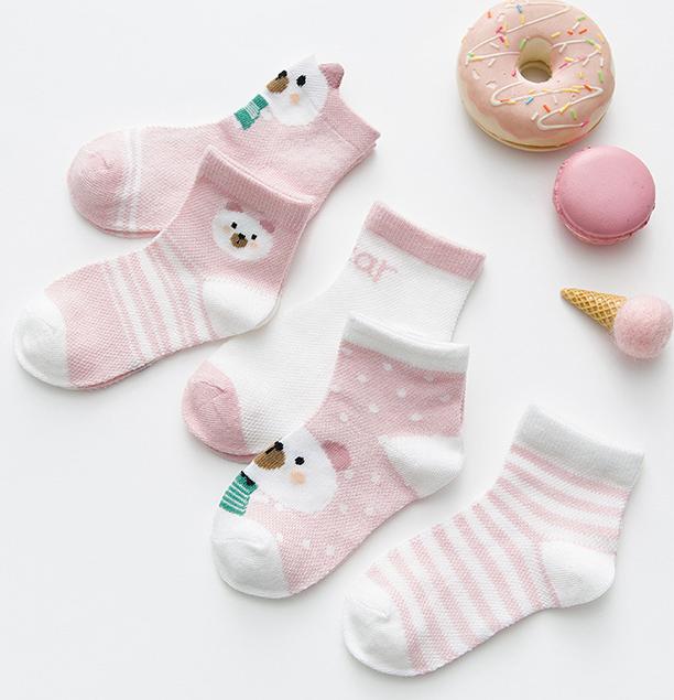 Pink Cute Teddy Baby Socks For Kids