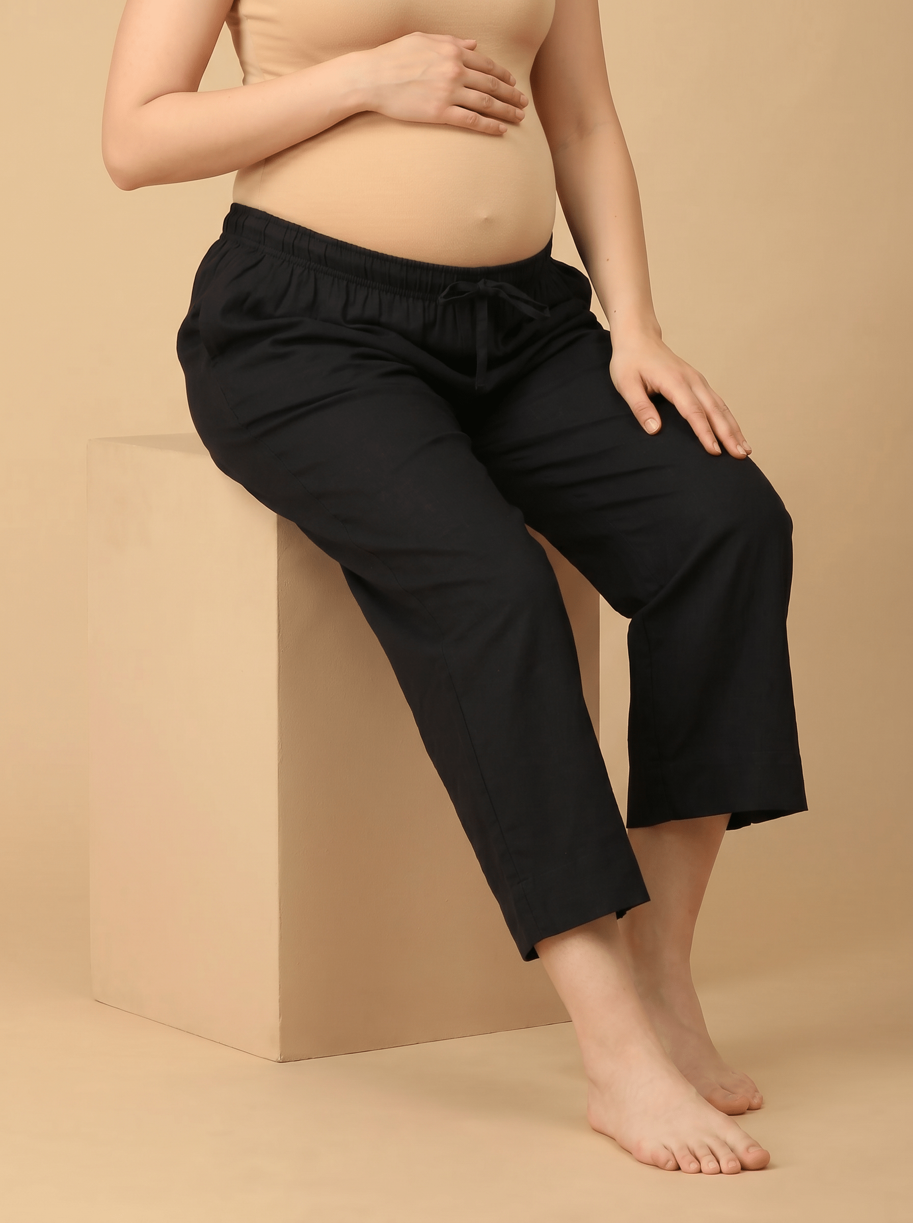 Dark Matter Maternity Lounge Pants with Drawstring Black