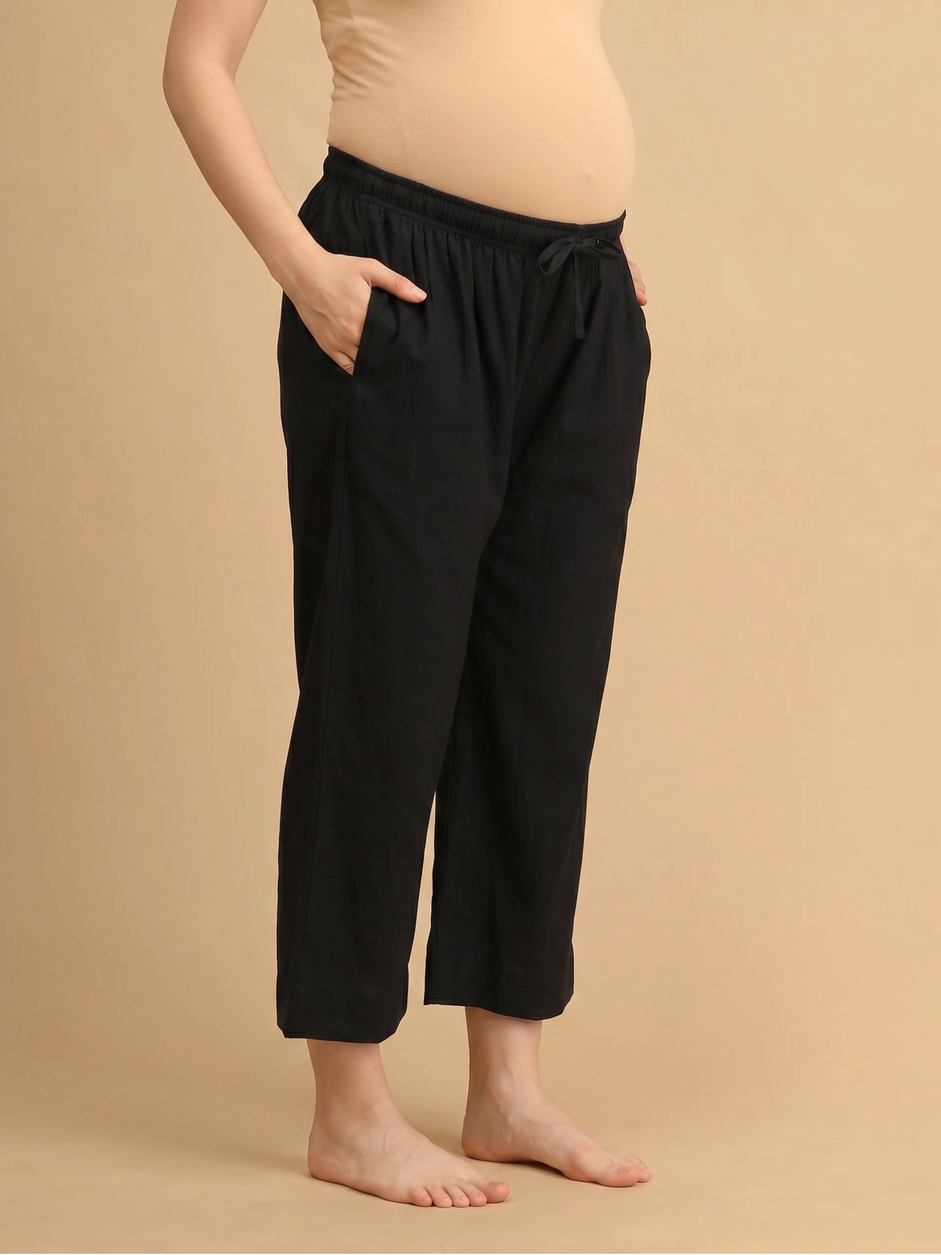 Dark Matter Maternity Lounge Pants with Drawstring Black