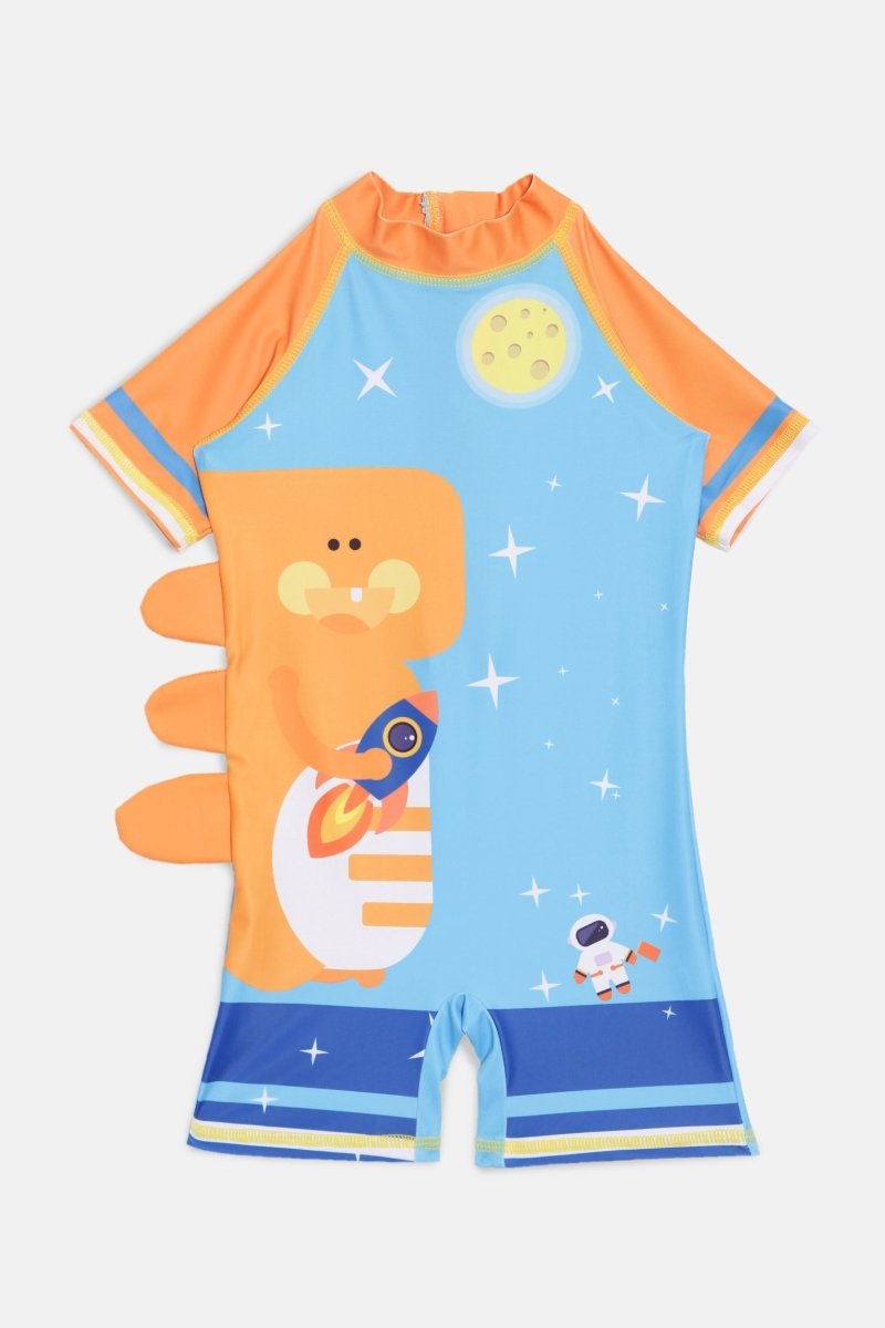 Dino Adventure Boys Swimsuit With Matching Cap