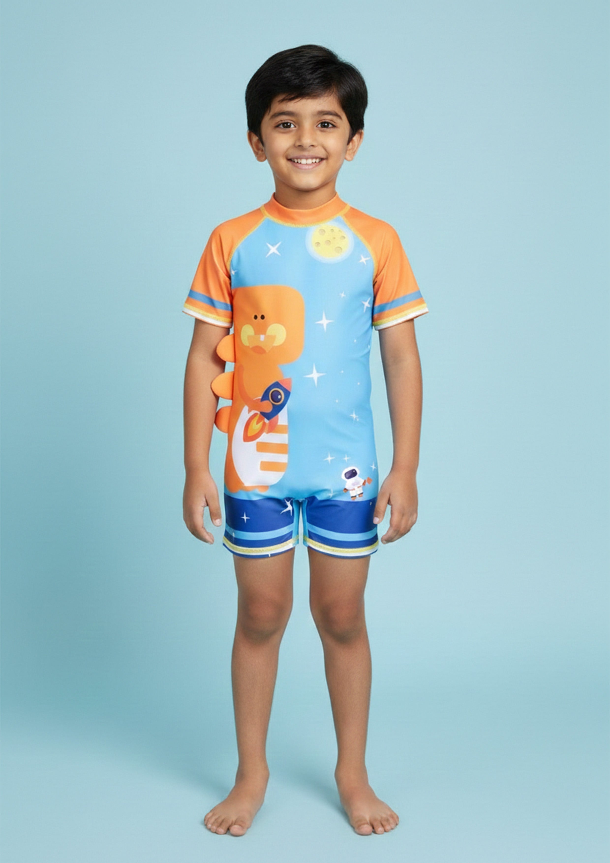 Dino Adventure Boys Swimsuit With Matching Cap